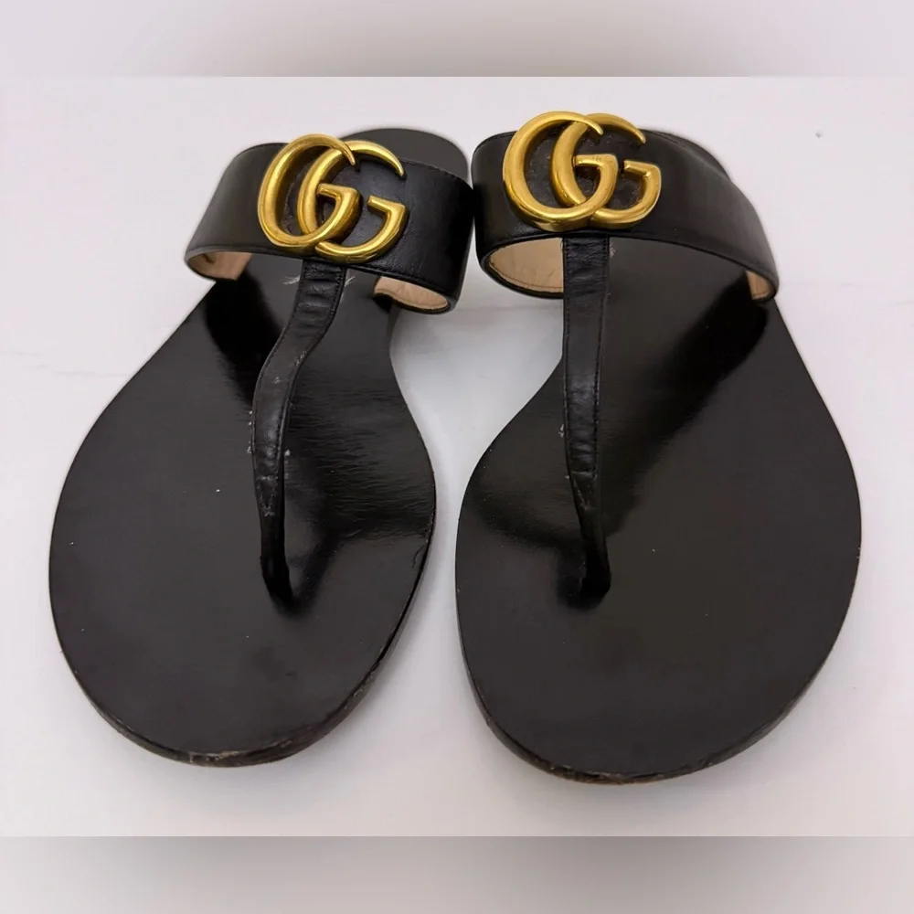Gucci Black and Gold Sandals - Picture 2 of 16